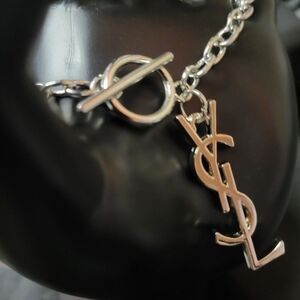 YSL 1.5" Silver Zipper Pull, Toggle Bracelet